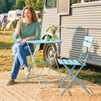 Folding Garden Bistro Set, Light Blue