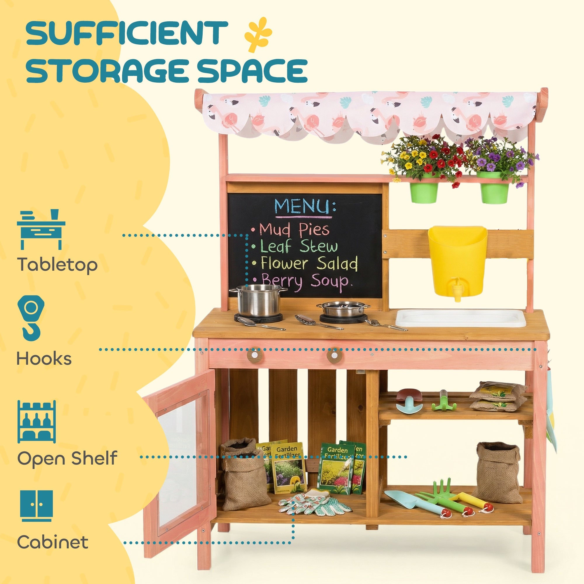 Kids Wooden Play Kitchen, for Age 3-6, Pink