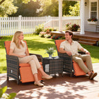 3 Pieces Rattan Bistro Set Balcony Furniture with Cushions