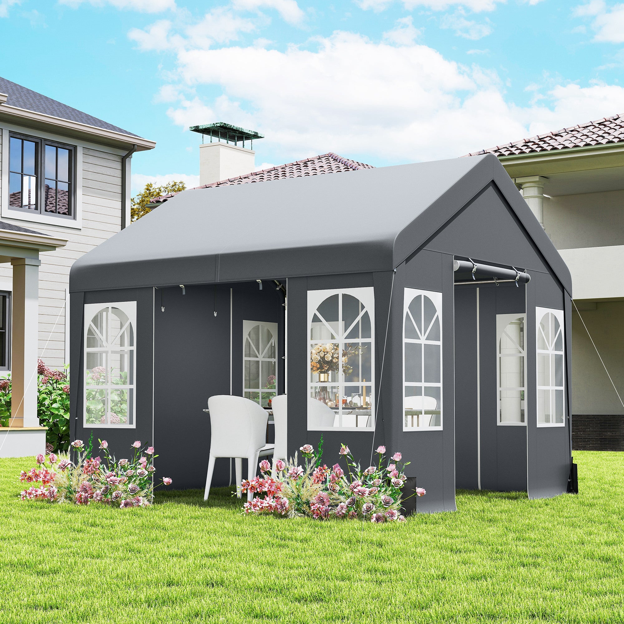 3 x 3 m Party Tent with Removable Sidewalls, 4 Zipped Doors | UV30+
