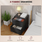 Chest of Drawers, Dresser with 2 Fabric Drawers - Black