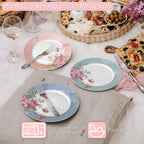 Porcelain Gift Set for Her - Afternoon Tea - 3 Tier Cake Stand, 2 Cups 2 Saucers, 4 Plates (Blue)
