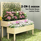 2-Tier Stepped Garden Bed with Trellis for Climbing Plants