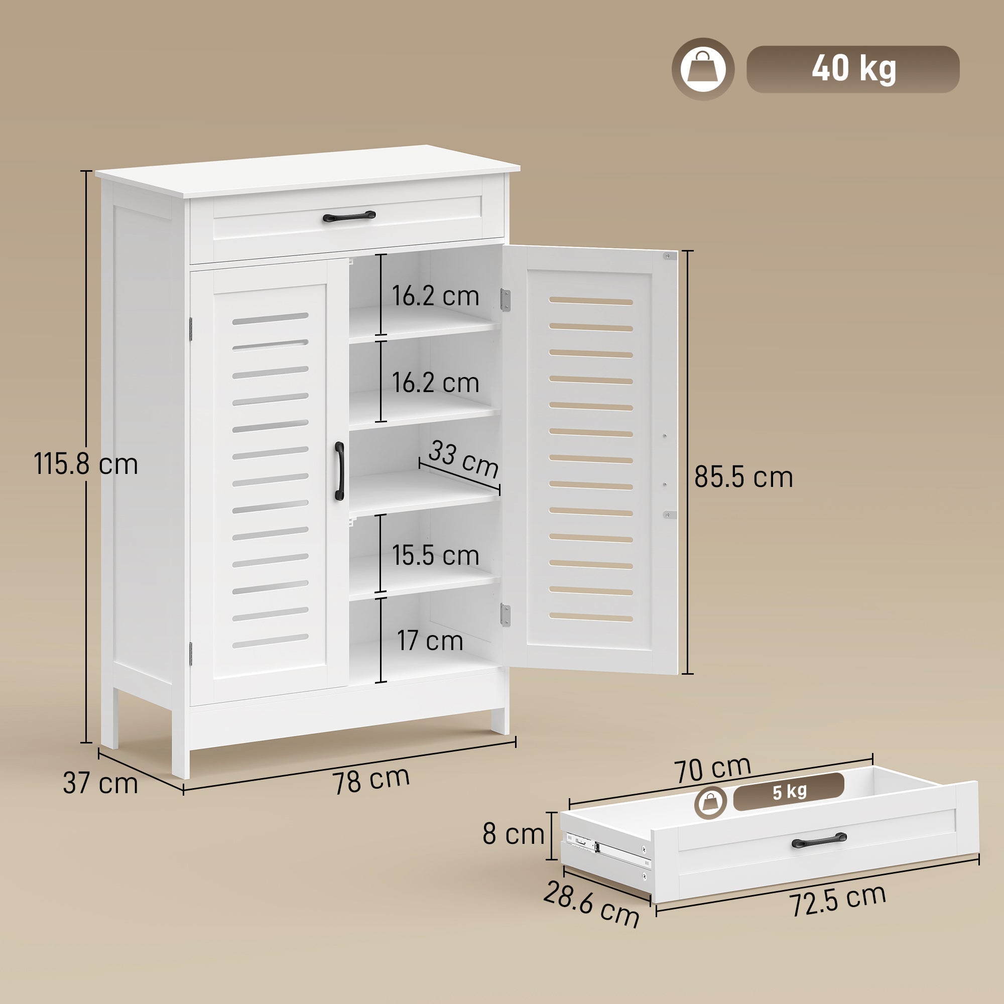 Shoe Cabinet with Louvered Doors