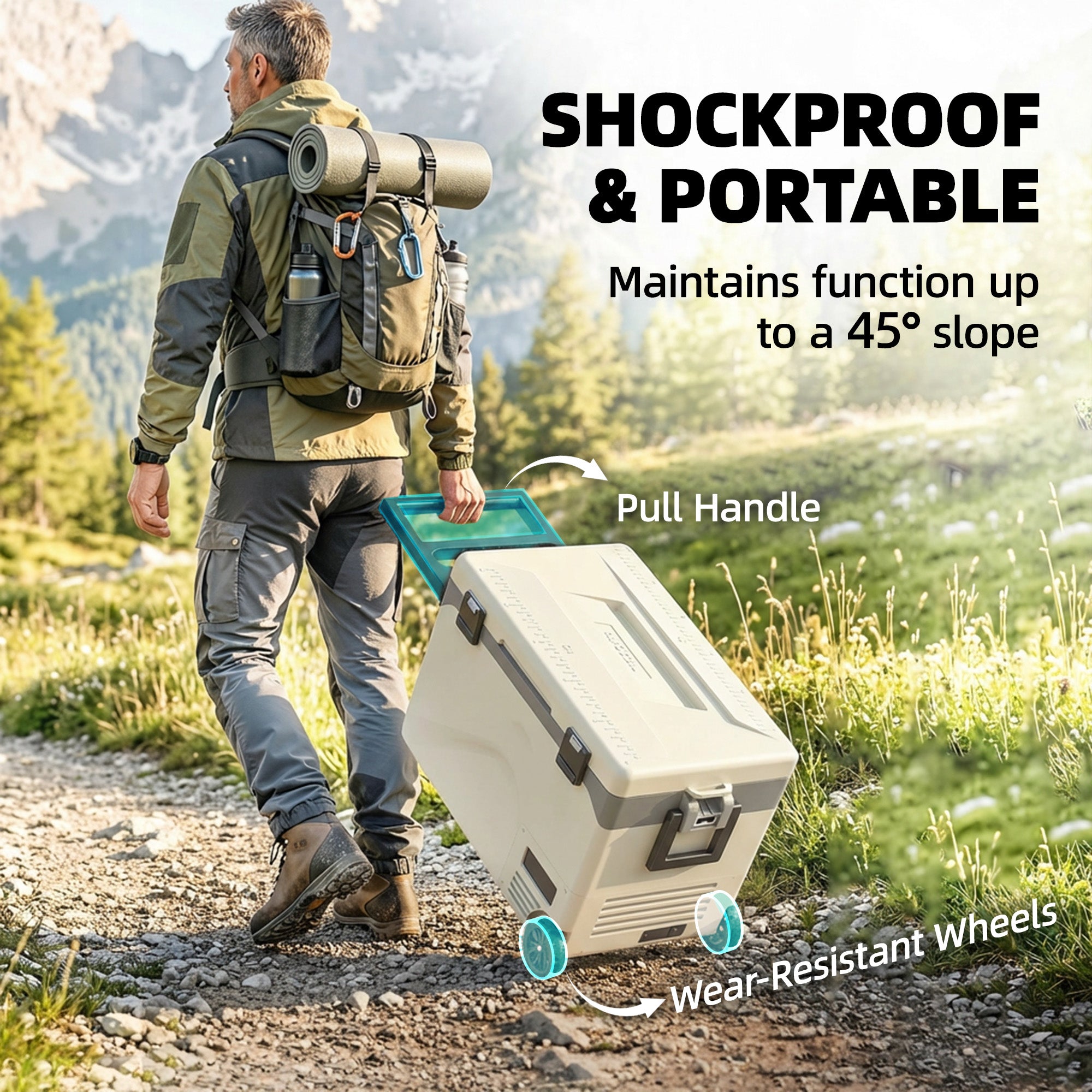 42.5L Compressor Fridge Freezer, Camping Refrigerator with App Control