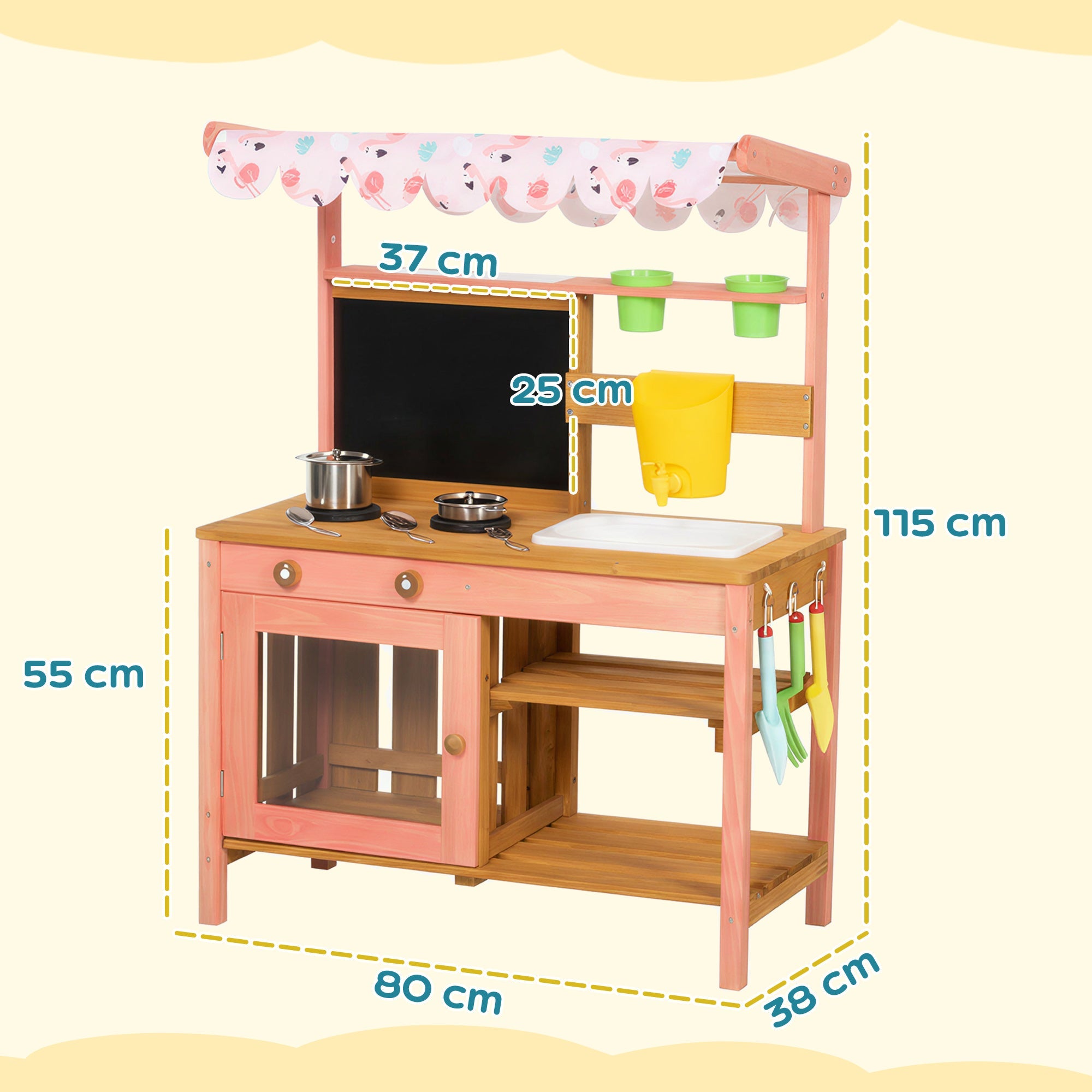 Kids Wooden Play Kitchen, for Age 3-6, Pink