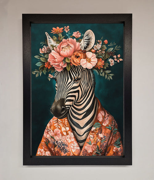 Kimono Zebra Floral Framed Wall Art