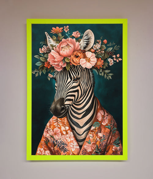 Kimono Zebra Floral Framed Wall Art