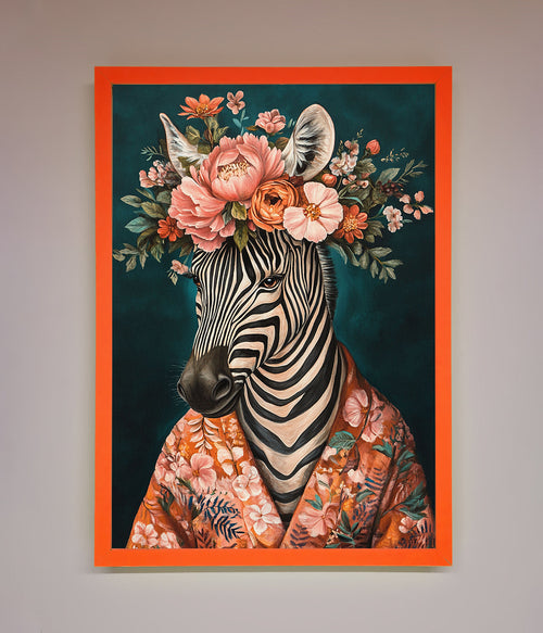 Kimono Zebra Floral Framed Wall Art