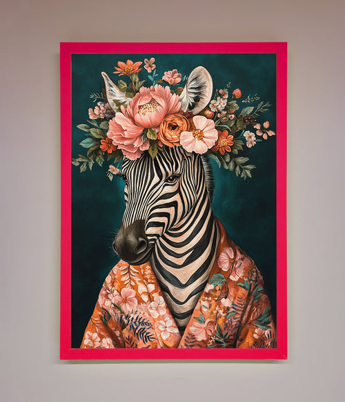 Kimono Zebra Floral Framed Wall Art