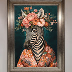 Kimono Zebra Floral Framed Wall Art
