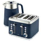 Electric Stainless Steel Kettle and Toaster Set - Navy