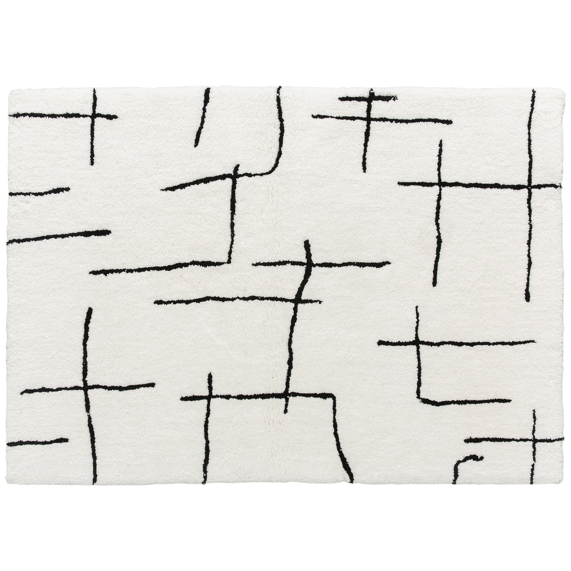 Modern Fluffy Area Rug, Geometric Pattern Washable Rug