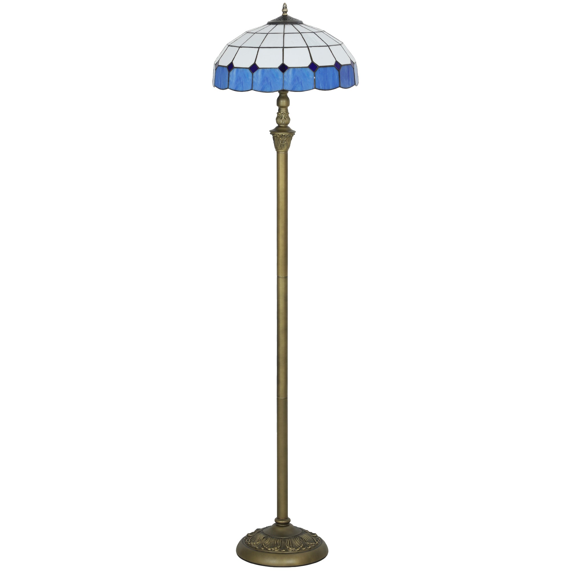 Vintage Floor Lamp with Handcrafted Stained Glass Shade