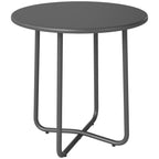 Small Metal, Round Garden Side Table with Rolled Edge, Dark Grey