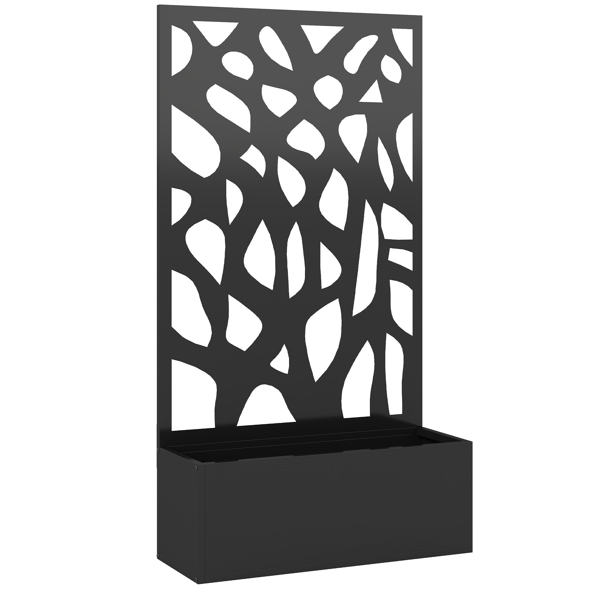 Metal Garden Bed with Trellis with Privacy Screen for Climbing Plants
