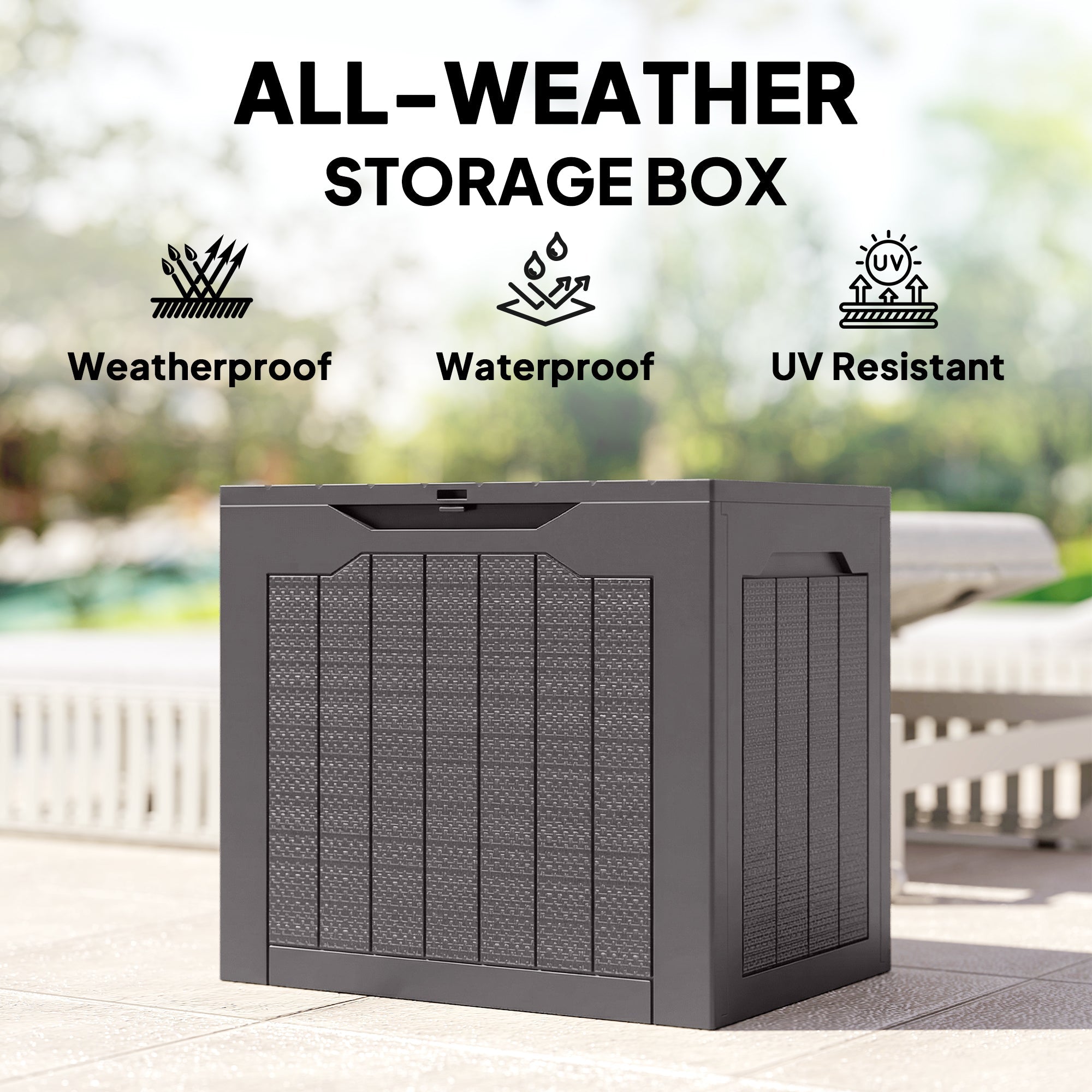 93L Plastic Outdoor Garden Storage Container with Handles, Waterproof