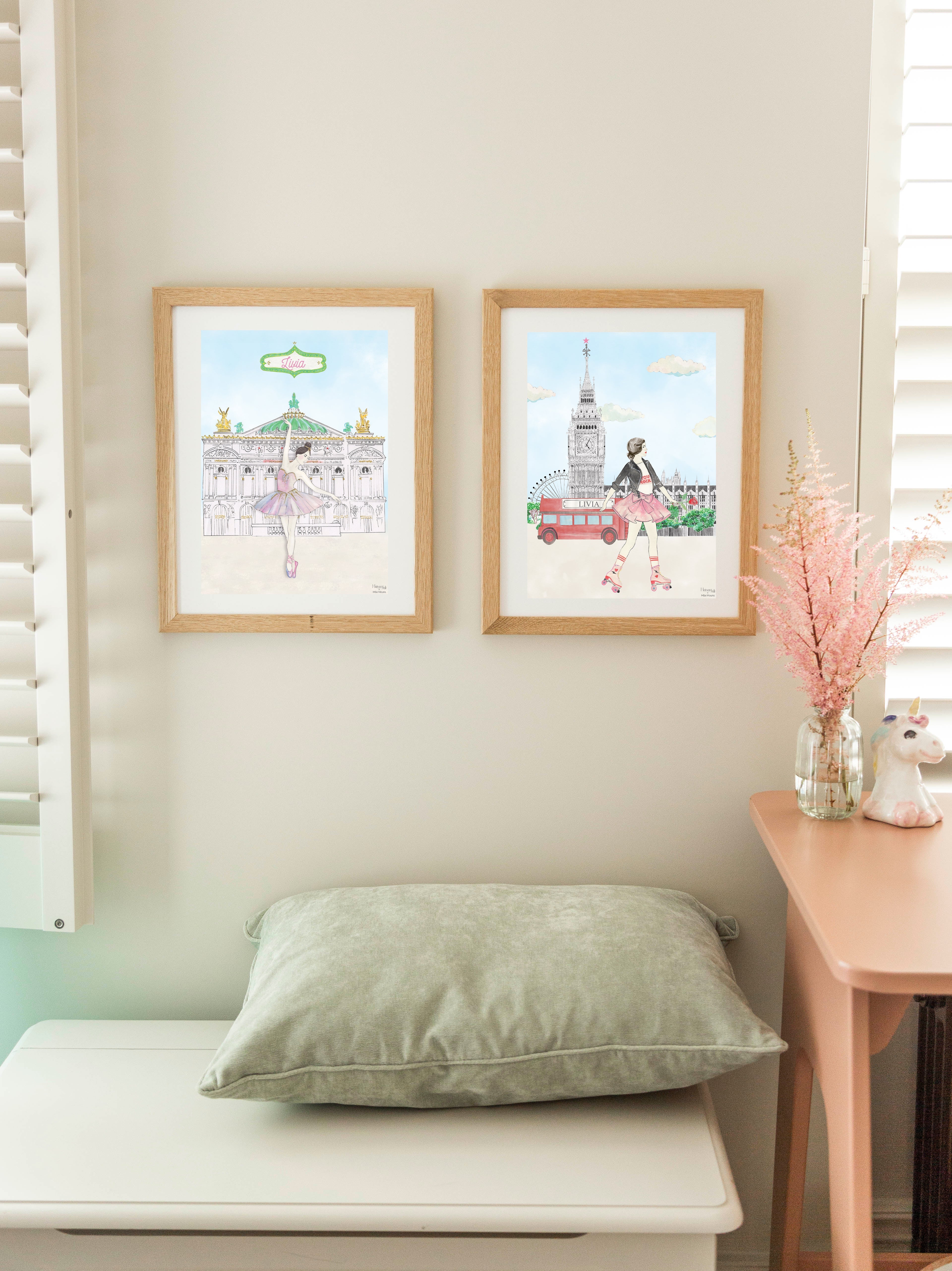 The lady on rollers and Big Ben, personalised