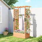 Fir Wood Planter and Trellis Garden Bed