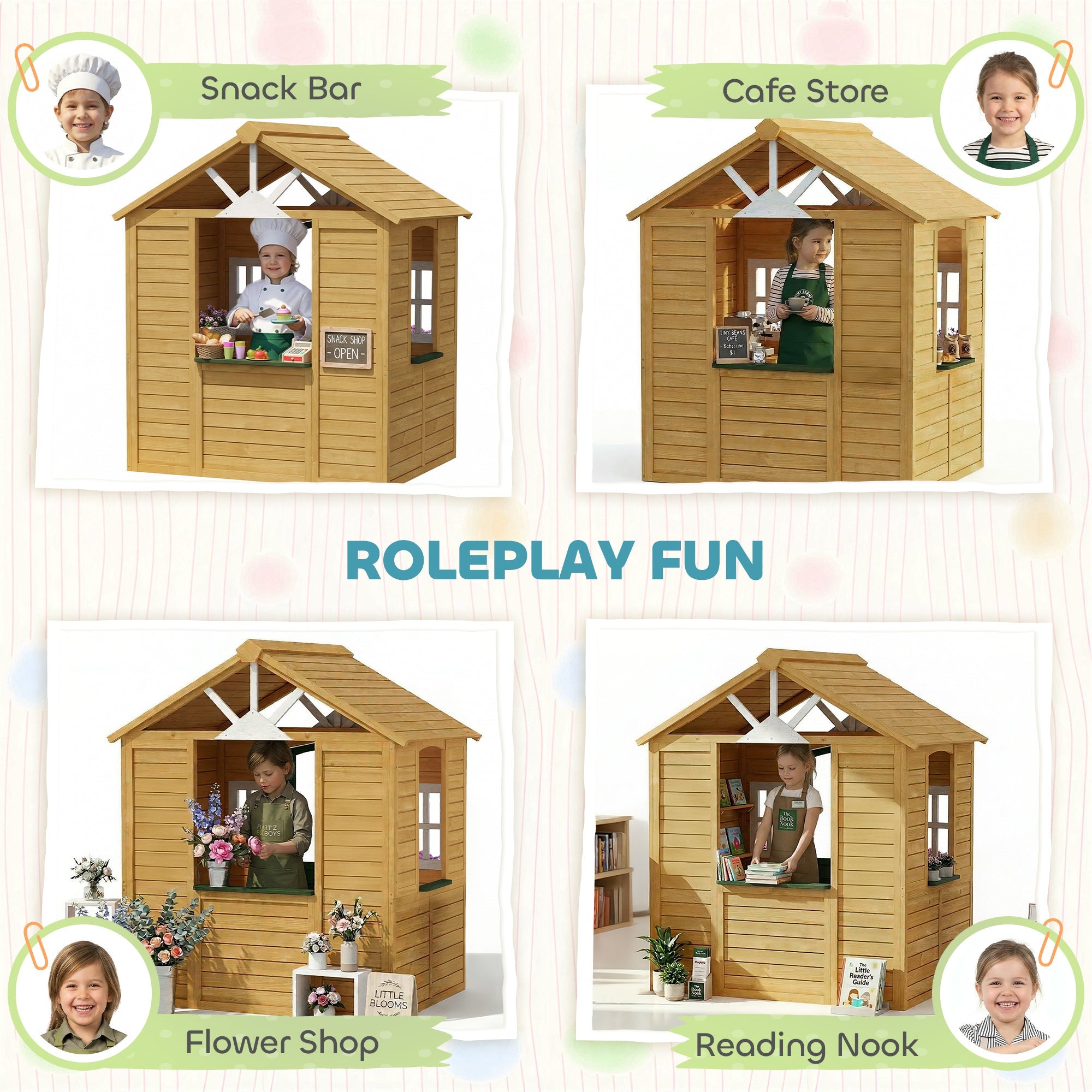 Outdoor Wooden Wendy House, Playhouse