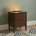 Norway Dark Walnut Wooden Bedside Table - 55cm tall