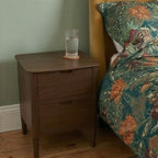 Norway Dark Walnut Wooden Bedside Table - 55cm tall