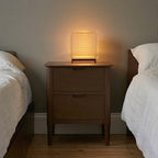Norway Dark Walnut Wooden Bedside Table - 55cm tall