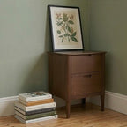 Norway Dark Walnut Wooden Bedside Table - 55cm tall
