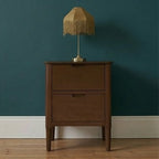 Norway Dark Walnut Wooden Bedside Table - 55cm tall