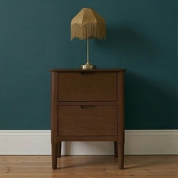 Norway Dark Walnut Wooden Bedside Table - 55cm tall