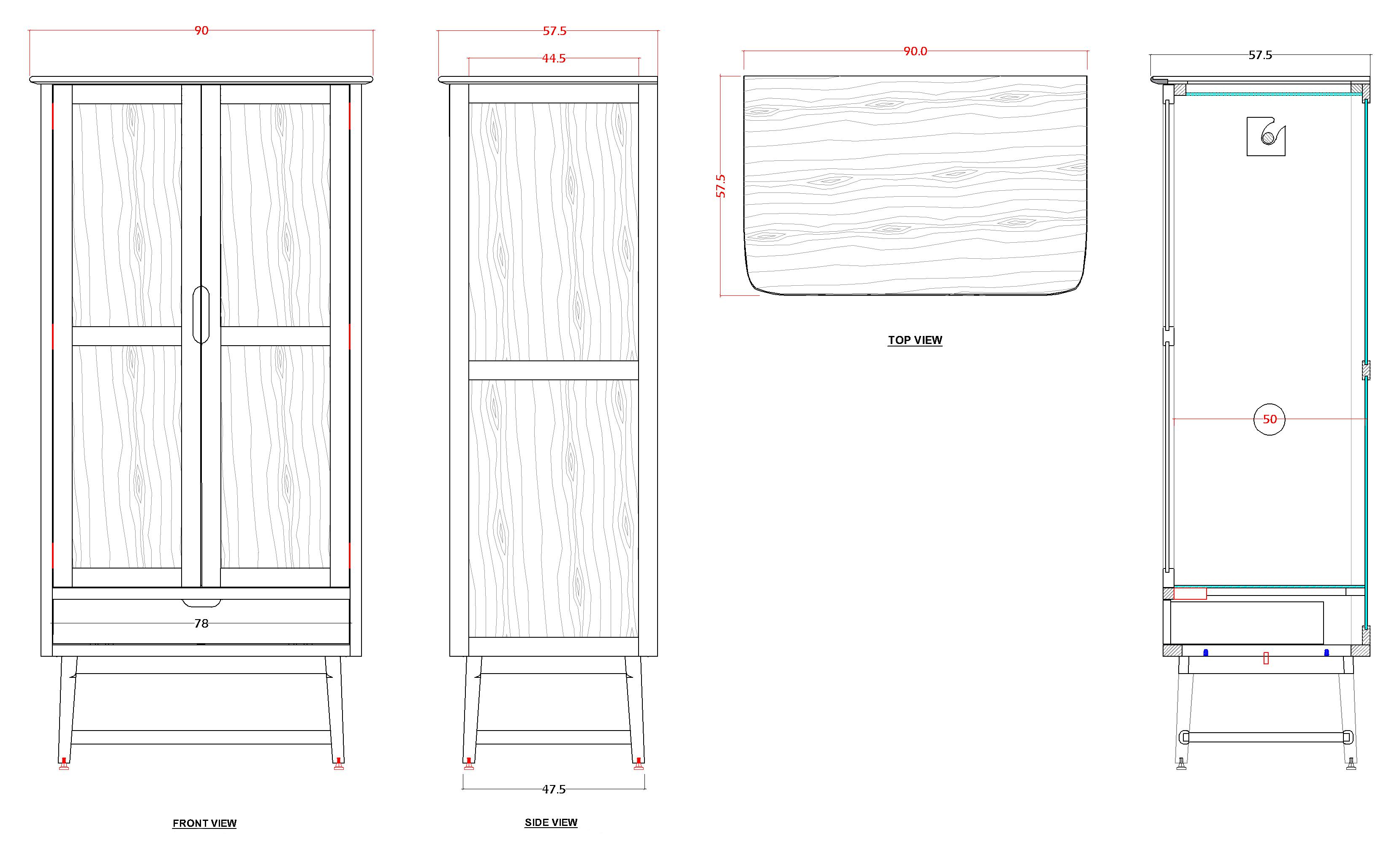 Norway Dark Walnut Wardrobe - 180cm