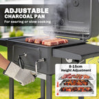 Charcoal BBQ Grill with Adjustable Charcoal Panwith Side Tables