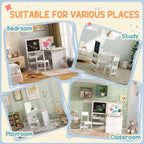 Kids Table and Chair Set with Storage, Whiteboard, Blackboard  for 3-8 Years