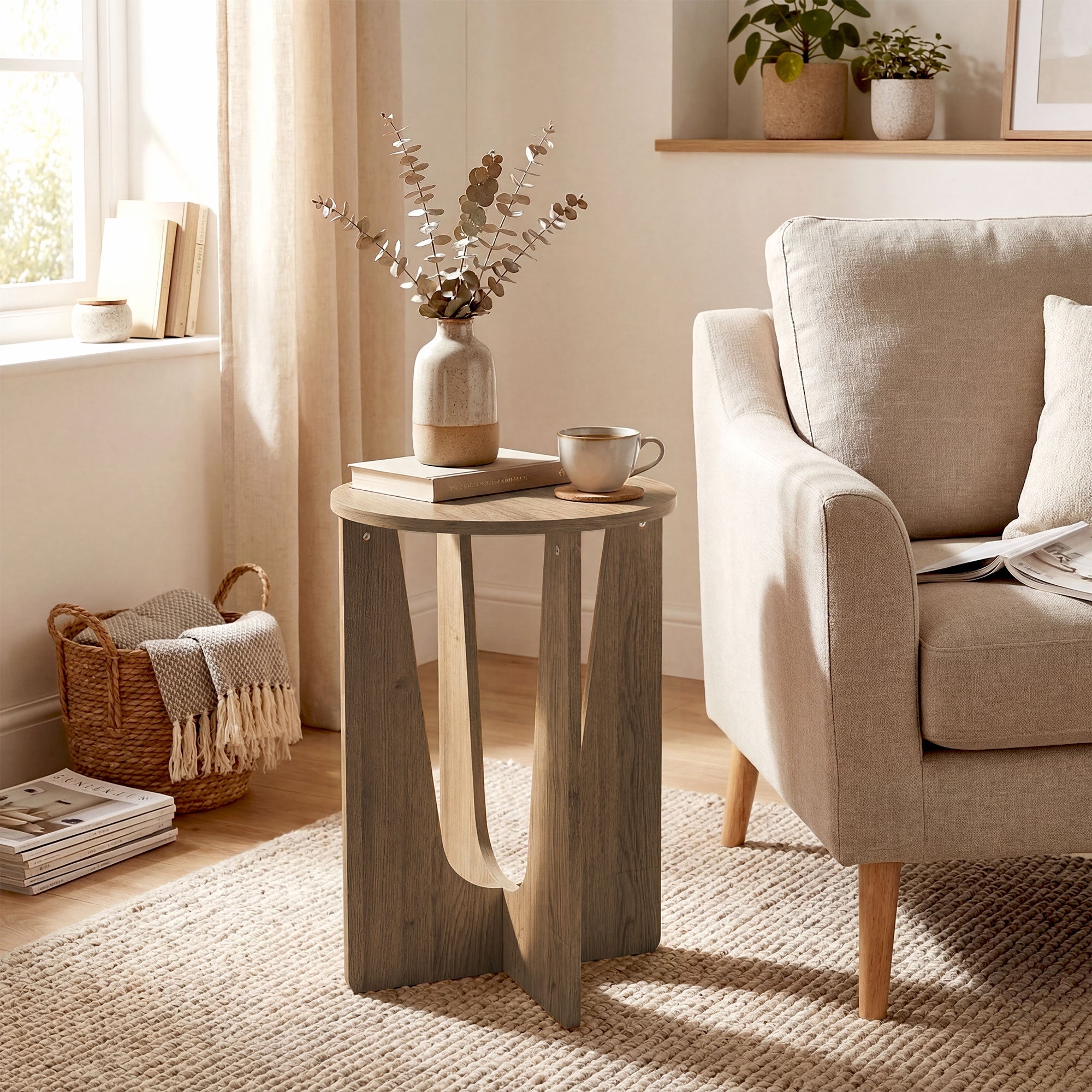 End Table Compact Round Side Table