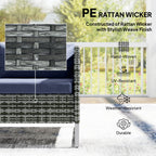 4 Piece Rattan Garden Furniture Set, Corner Sofa Set with Storage Table