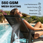 Sun Lounger Retractable Footrest 5-Position Adjustable Steel Frame