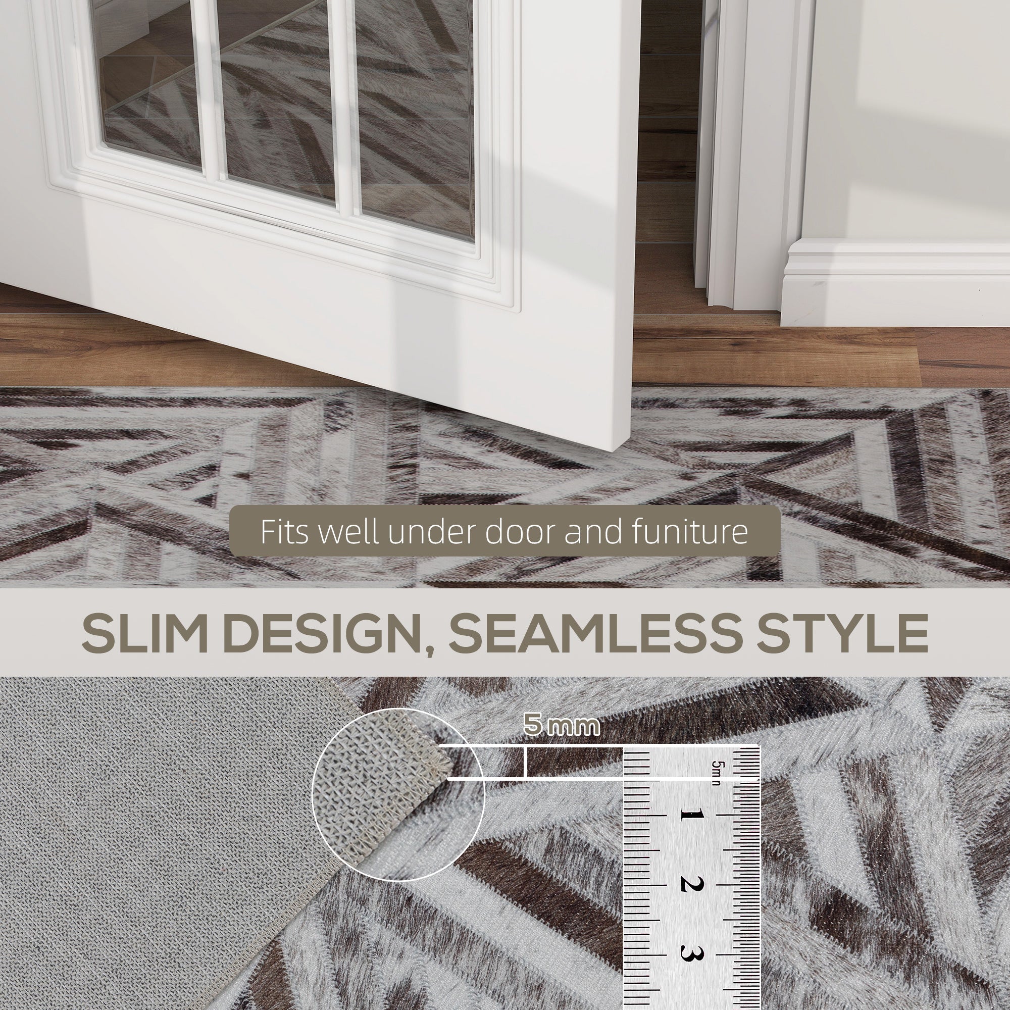 Modern Area Rug, Triangle Pattern Non-Slip Washable