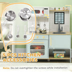 Kids Kitchen Playset with Light & Sound Stove, Turning Knobs, Cooking Accessories, 3+ years