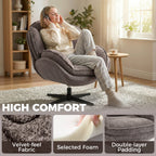 Modern Wingback Velvet Accent Armchair with Four-Star Base, S-Springs