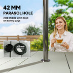 7 Pieces Garden Table and Chairs, 6 Seater Outdoor Table and Chairs with Umbrella Hole,