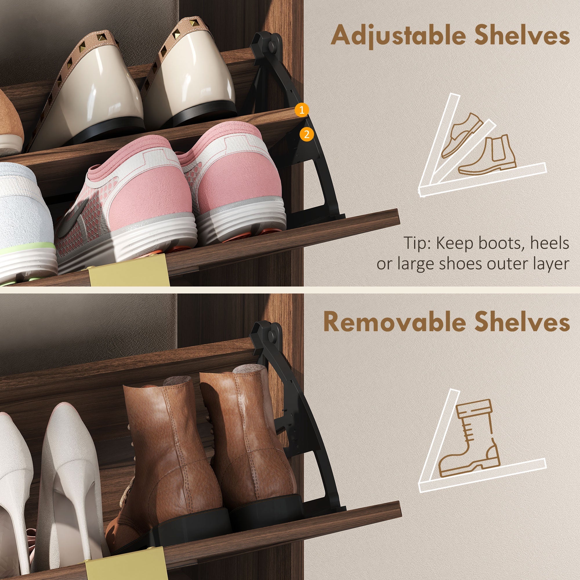 Narrow Shoe Storage Top for Entryway Hallway