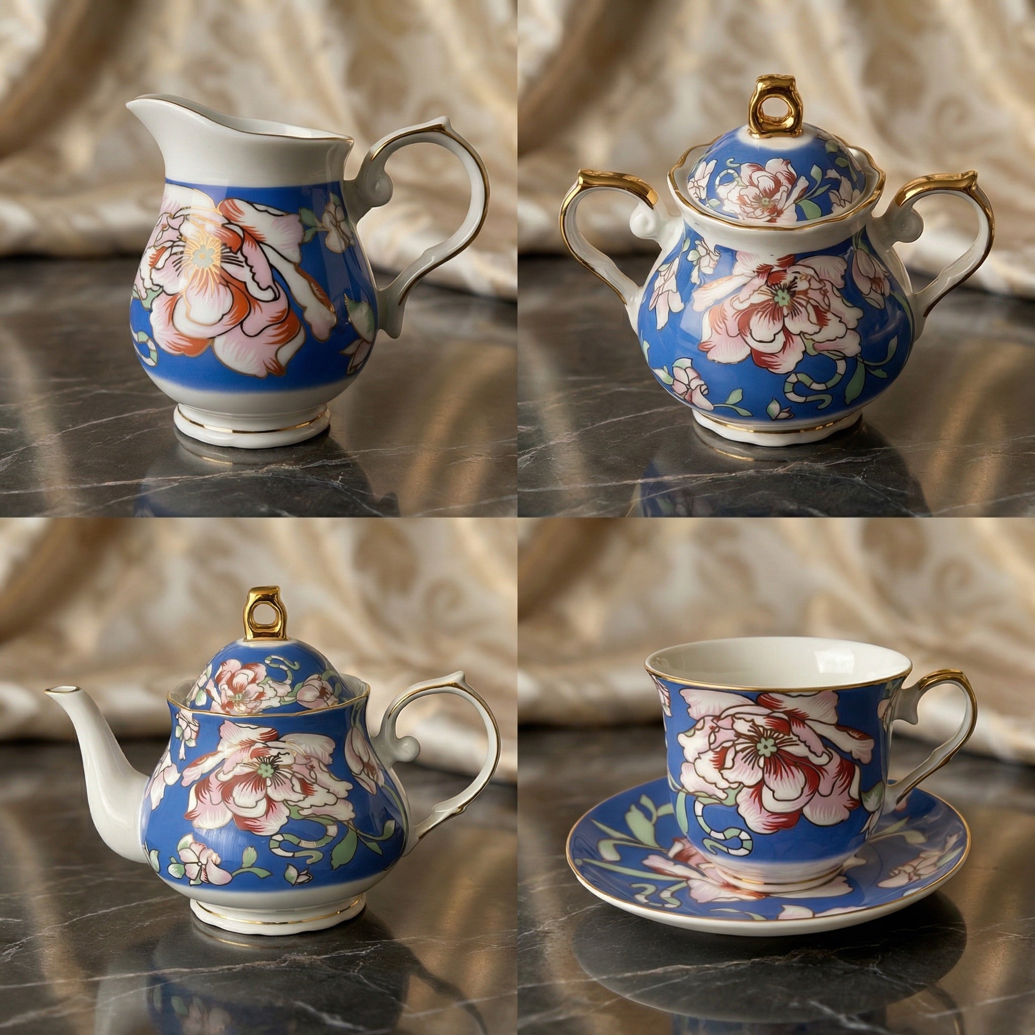 Rosewood Garden Tea Set - Service for 6 (15 Pieces)