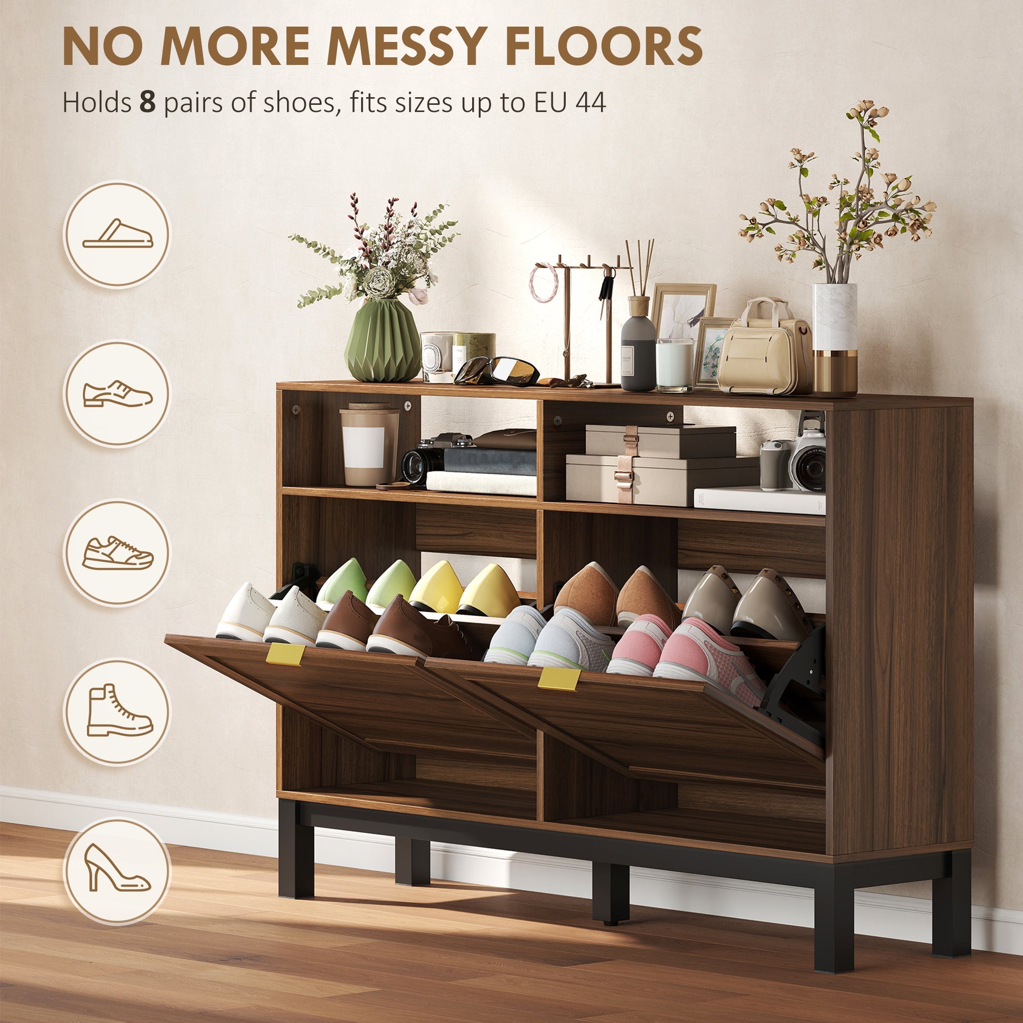 Narrow Shoe Storage Top for Entryway Hallway