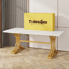 63-Inch Rectangular Dining Table for 4 to 6, Marble Table Top