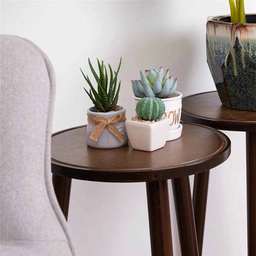 Small Round End Table Wood, 3-Legs Stool