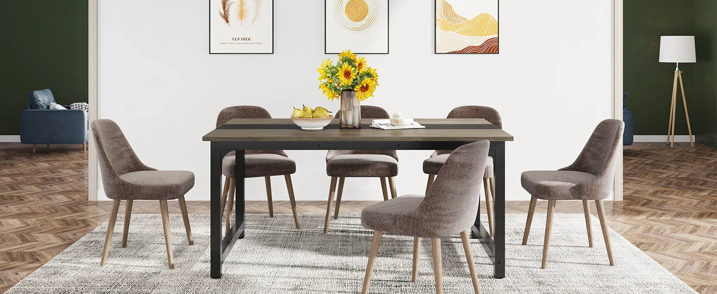63"x31.5" Dining Table, Industrial Kitchen Table for 6-8 Person