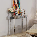 Ultra Long Silver Mirrored Entry Console Table, Vanity Table
