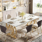 63-Inch Rectangular Dining Table for 4 to 6, Marble Table Top
