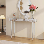 Ultra Long Silver Mirrored Entry Console Table, Vanity Table