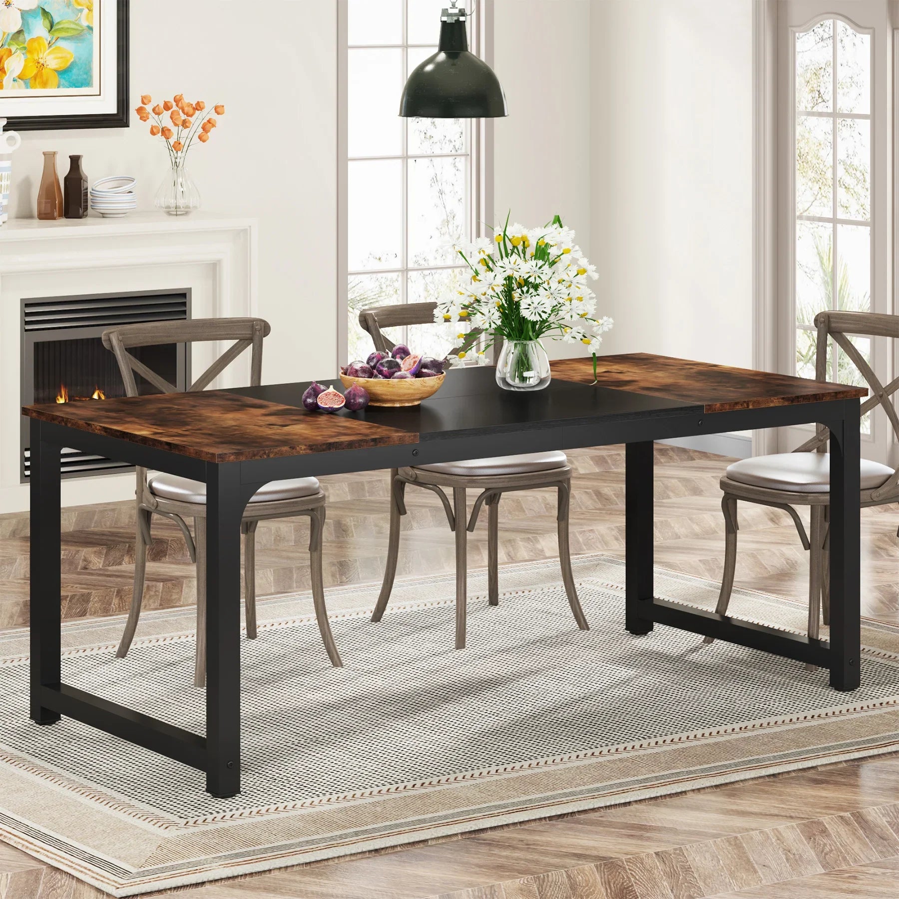 63"x31.5" Dining Table, Industrial Kitchen Table for 6-8 Person